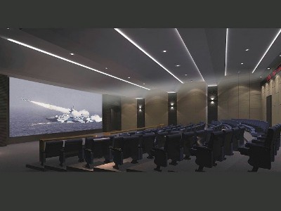 海軍指揮學院影視廳建筑聲學裝修、LED屏、燈光音響程